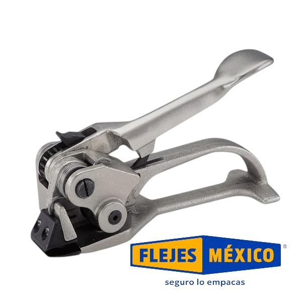 Flejadora, tensionadora para flejes de acero